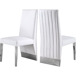Meridian Furniture Porsha 19&quotH Leather Dining Chair in White/Chrome (Set of 2)