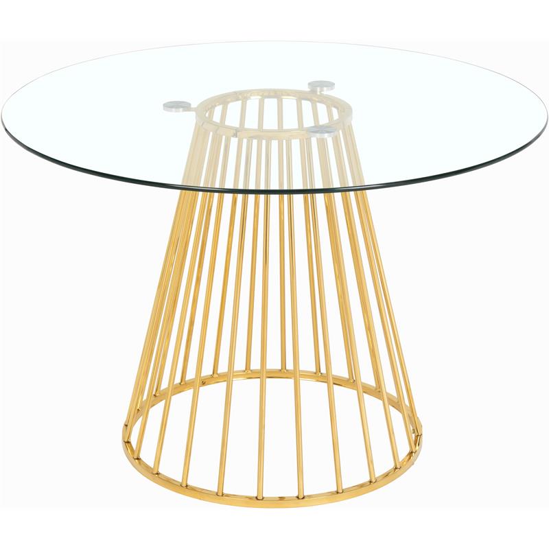 Meridian Furniture Gio Contemporary Glass Dining Table in Gold