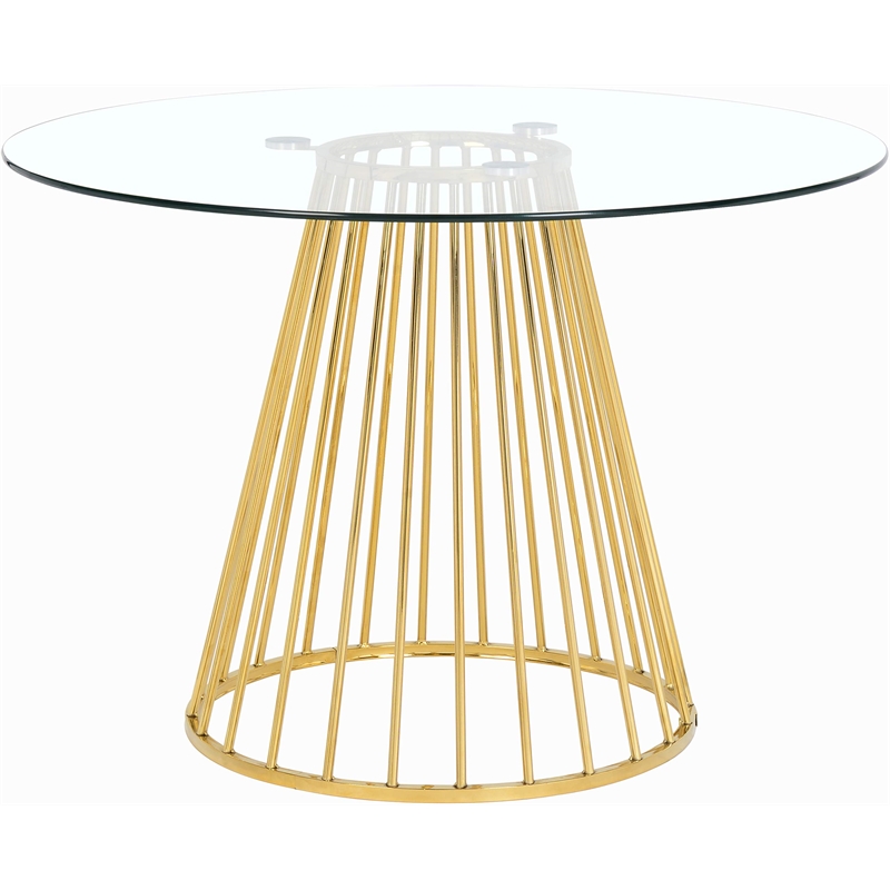 Meridian Furniture Gio Contemporary Glass Dining Table in Chrome