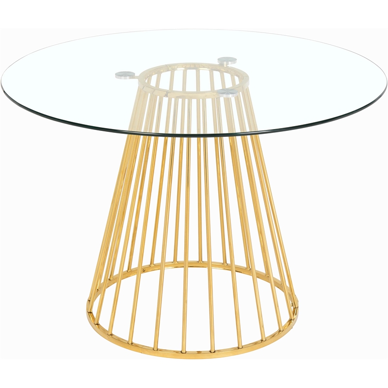 Meridian Furniture Gio Contemporary Glass Dining Table in Chrome