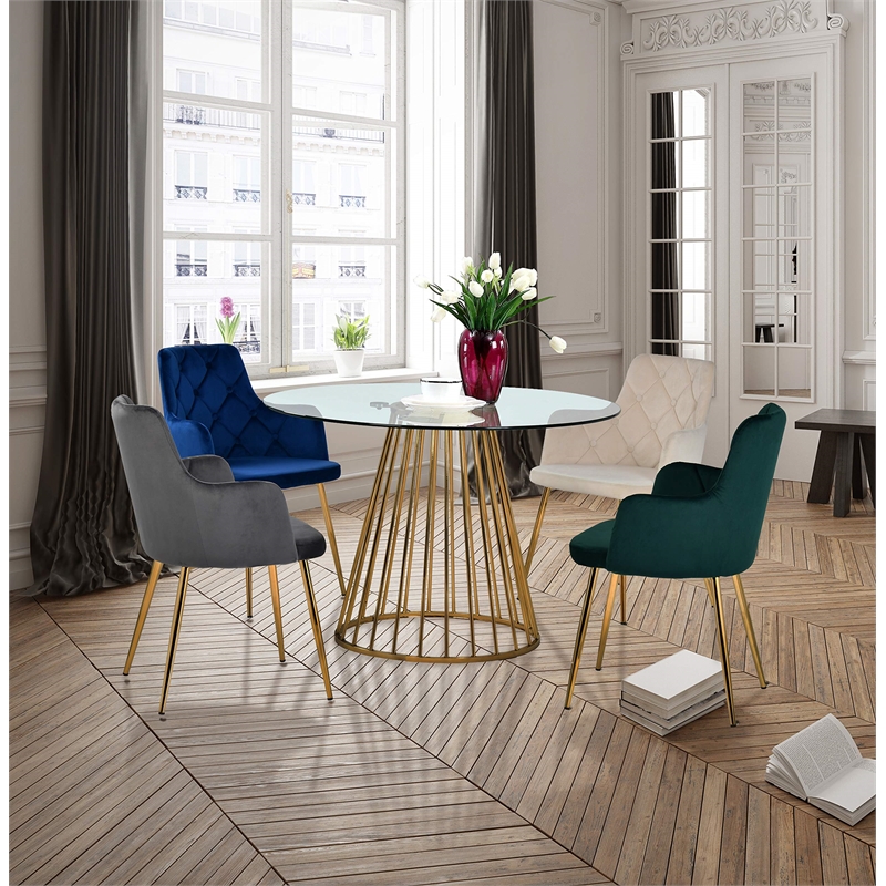 Meridian Furniture Gio Contemporary Glass Dining Table in Chrome