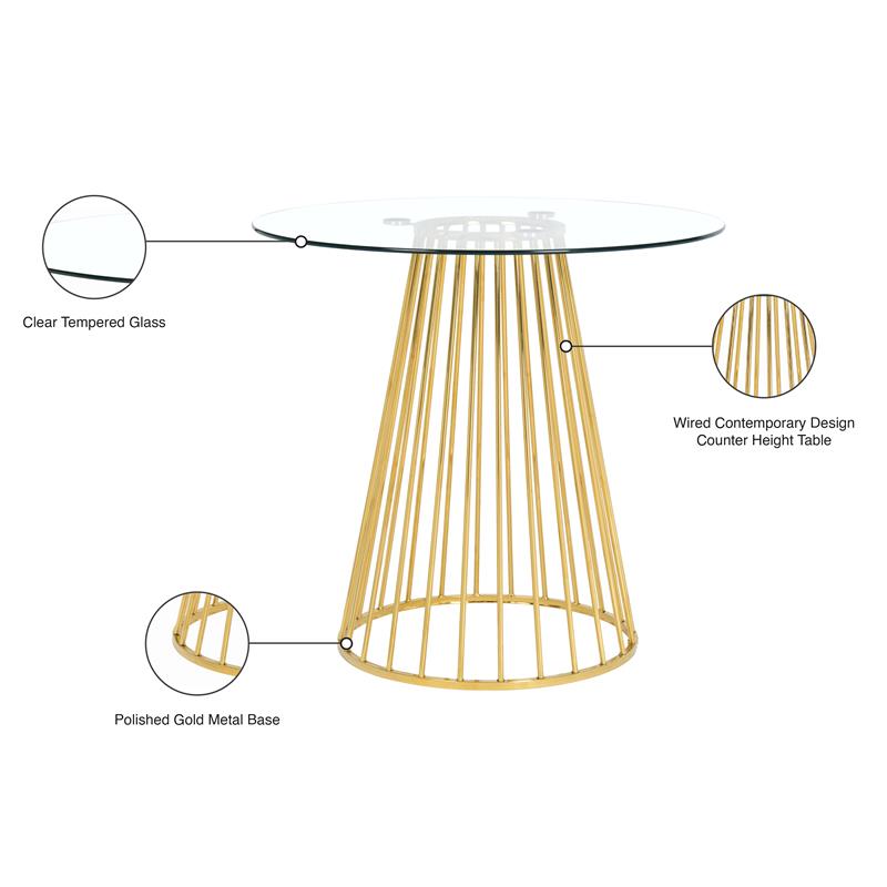 Meridian Furniture Gio Counter Height Table in Gold
