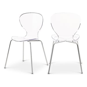 Meridian Furniture Clarion 18&quotH Metal Dining Chair in Chrome (Set of 2)