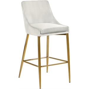 Meridian Furniture Karina 27.5&quotH Velvet Counter Stool in Cream (Set of 2)