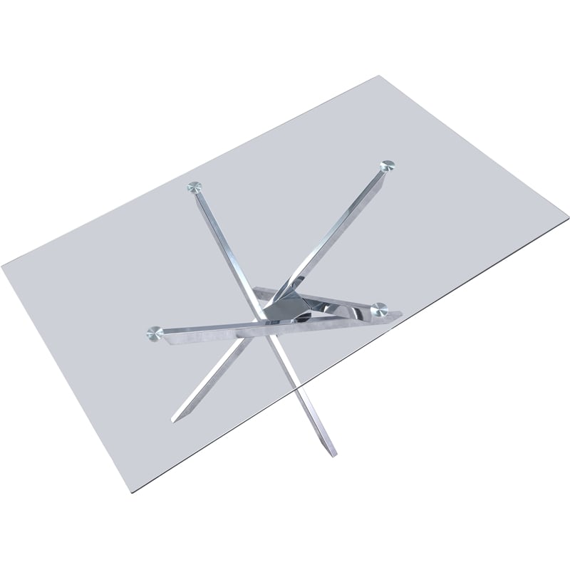 Meridian Furniture Xander Tempered Glass Top Dining Table in Clear/Chrome