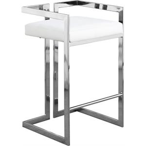 Meridian Furniture Ezra 27&quotH Vegan Leather Counter Stool in White (Set of 2)
