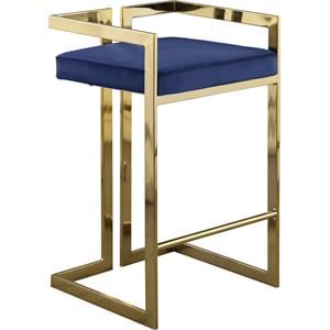Meridian Furniture Ezra 27&quotH Velvet Counter Stool in Navy (Set of 2)
