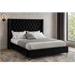 Meridian Furniture Aiden Solid Wood Tufted Velvet Wing Back Full Bed in Black