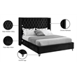 Meridian Furniture Aiden Solid Wood Tufted Velvet Wing Back Full Bed in Black