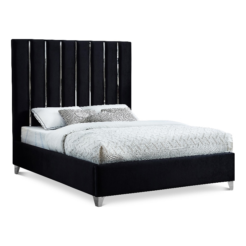 Meridian Furniture Enzo Solid Wood and Velvet King Bed in Black