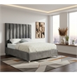 Meridian Furniture Enzo Solid Wood and Velvet King Bed in Gray