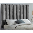 Meridian Furniture Enzo Solid Wood and Velvet Queen Bed in Gray
