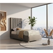 Meridian Furniture Enzo Solid Wood and Velvet Twin Bed in Gray