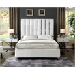 Meridian Furniture Enzo Solid Wood and Velvet King Bed in White