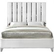 Meridian Furniture Enzo Solid Wood and Velvet Queen Bed in White
