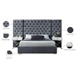 Meridian Furniture Grande Solid Wood and Velvet King Bed in Gray