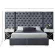 Meridian Furniture Grande Solid Wood and Velvet King Bed in Gray