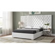 Meridian Furniture Grande Solid Wood and Velvet King Bed in White