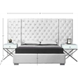 Meridian Furniture Grande Solid Wood and Velvet King Bed in White