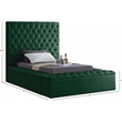 Meridian Furniture Bliss Solid Wood Tufted Velvet Twin Bed in Green