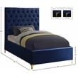 Meridian Furniture Cruz Solid Wood Tufted Velvet Twin Bed in Navy
