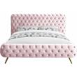 Meridian Furniture Delano Solid Wood Tufted Velvet King Bed in Pink