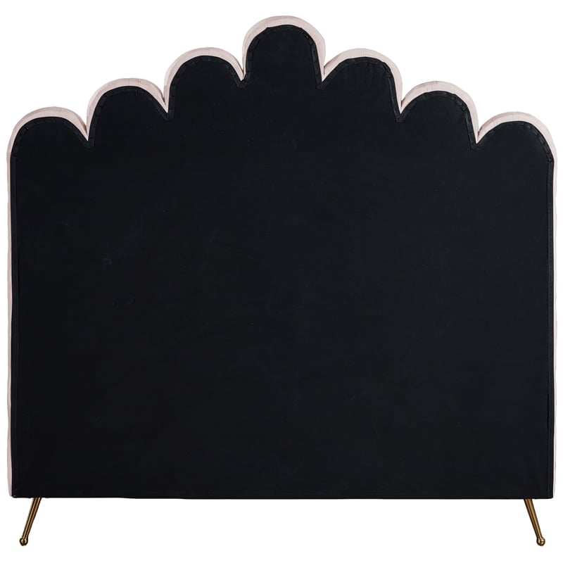 Meridian Furniture Lily Solid Wood and Tufted Velvet Full Bed in Pink