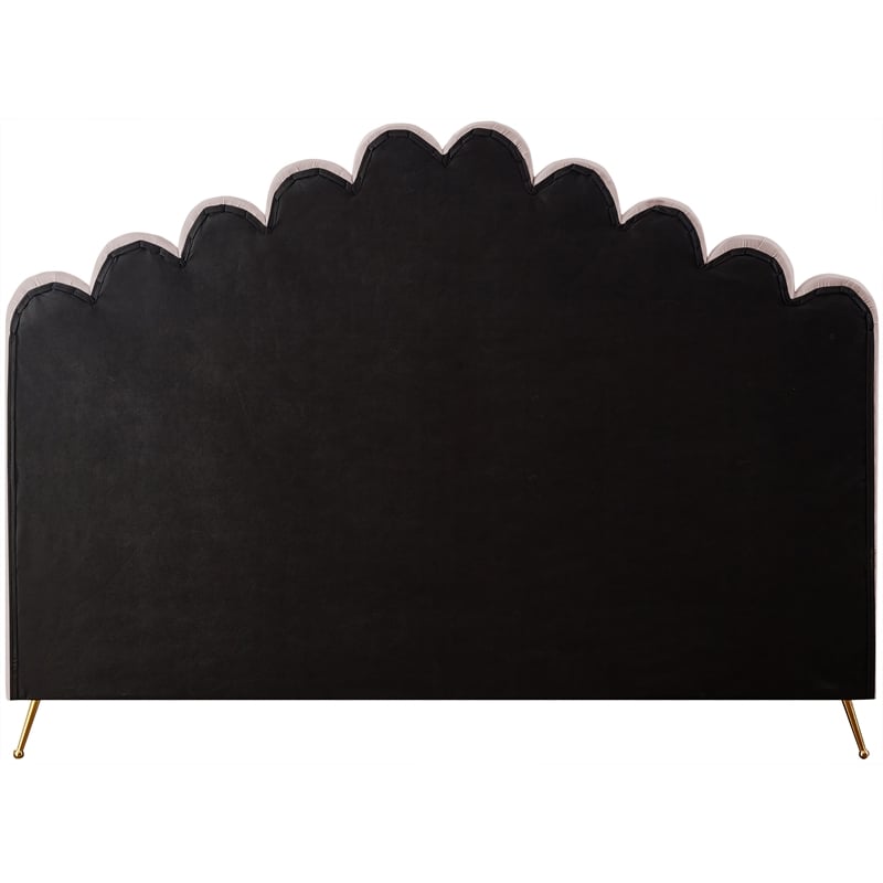 Meridian Furniture Lily Solid Wood and Tufted Velvet King Bed in Pink