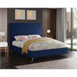 Meridian Furniture Jasmine Contemporary Velvet Queen Bed in Navy