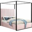 Meridian Furniture Jax Solid Wood and Velvet Queen Bed in Pink