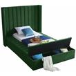 Meridian Furniture Kiki Solid Wood and Velvet Twin Bed in Green
