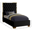 Meridian Furniture Lana Solid Wood and Velvet Twin Bed in Black