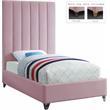 Meridian Furniture Via Rich Velvet Twin Bed in Pink