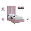 Meridian Furniture Via Rich Velvet Twin Bed in Pink