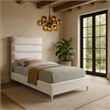 Meridian Furniture Zuma Solid Wood and Rich Velvet Twin Bed in White