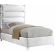 Meridian Furniture Zuma Solid Wood and Rich Velvet Twin Bed in White