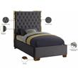 Meridian Furniture Lana Solid Wood and Velvet Twin Bed in Gray