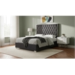 Meridian Furniture Lexi Solid Wood and Velvet Full Bed in Gray