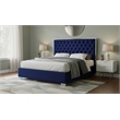 Meridian Furniture Lexi Solid Wood and Velvet Full Bed in Navy