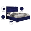 Meridian Furniture Lexi Solid Wood and Velvet Full Bed in Navy