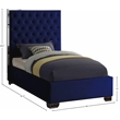 Meridian Furniture Lexi Solid Wood and Velvet Twin Bed in Navy