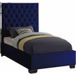 Meridian Furniture Lexi Solid Wood and Velvet Twin Bed in Navy