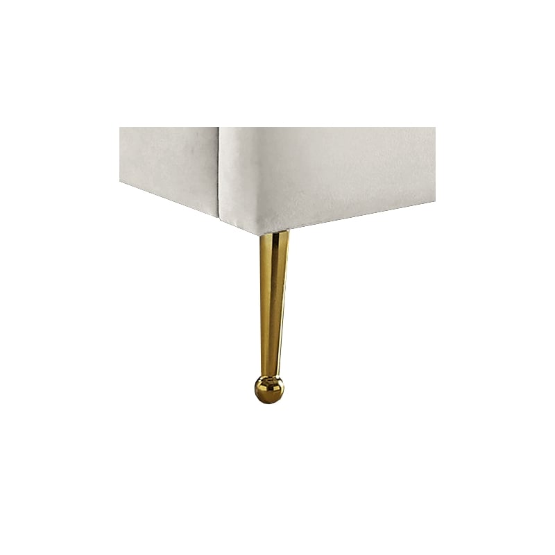 Meridian Furniture Lily Solid Wood and Tufted Velvet Twin Bed in Cream