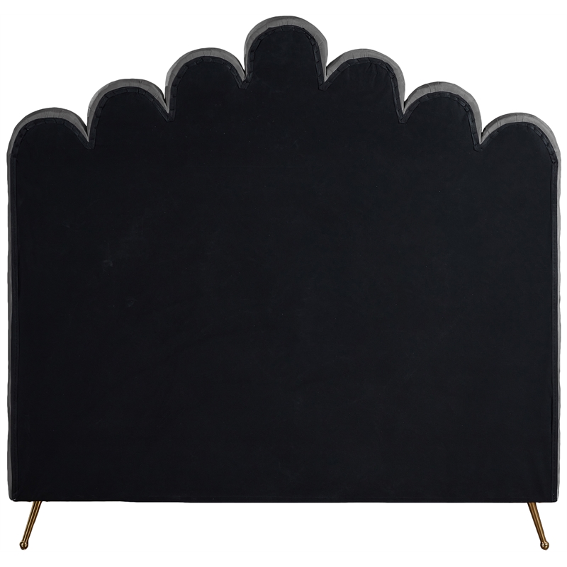 Meridian Furniture Lily Solid Wood and Tufted Velvet Full Bed in Gray
