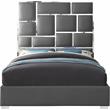 Meridian Furniture Milan Solid Wood and Vegan Leather Queen Bed in Gray
