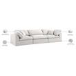 Meridian Furniture Serene Cream Durable Linen Fabric Deluxe Modular Sofa