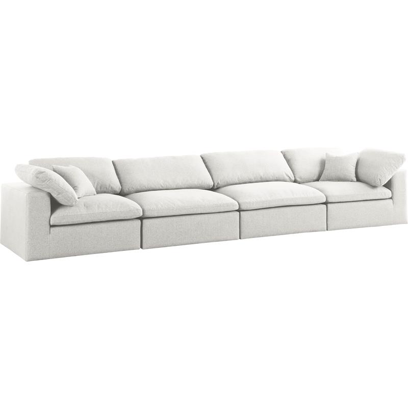 Meridian Furniture Serene Cream Durable Linen Fabric Deluxe Modular Sofa