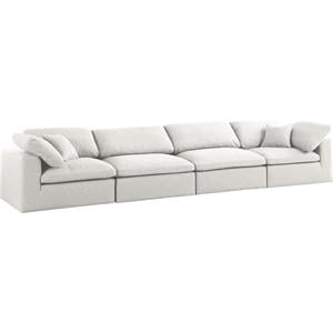 Meridian Furniture Serene Cream Durable Linen Fabric Deluxe Modular Sofa