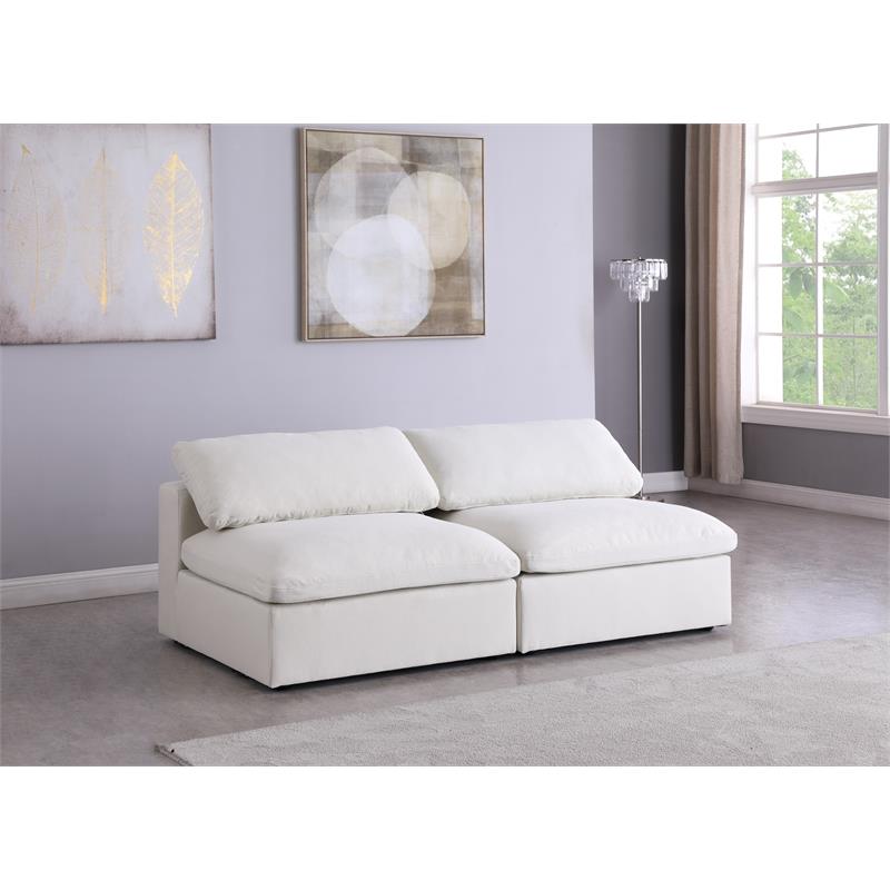 Meridian Furniture Serene Deluxe Cream Linen Fabric Modular Armless Sofa