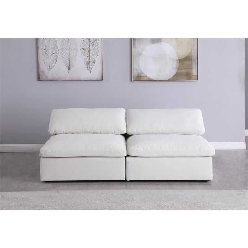 Meridian Furniture Serene Deluxe Cream Linen Fabric Modular Armless Sofa